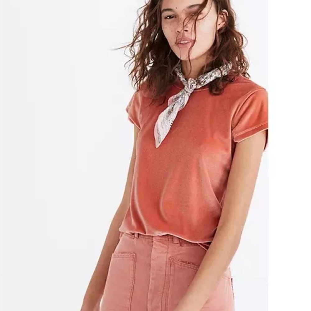 Madewell Pink velvet short sleeve tee - XL